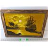 Image 1 : Velvet Framed Ship Artwork