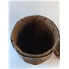 Image 3 : Wicker Basket and Wooden Barrel 18 x 9"