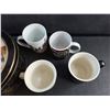 Image 3 : Currier & Ives Tin Box and (4) Ceramic Mugs