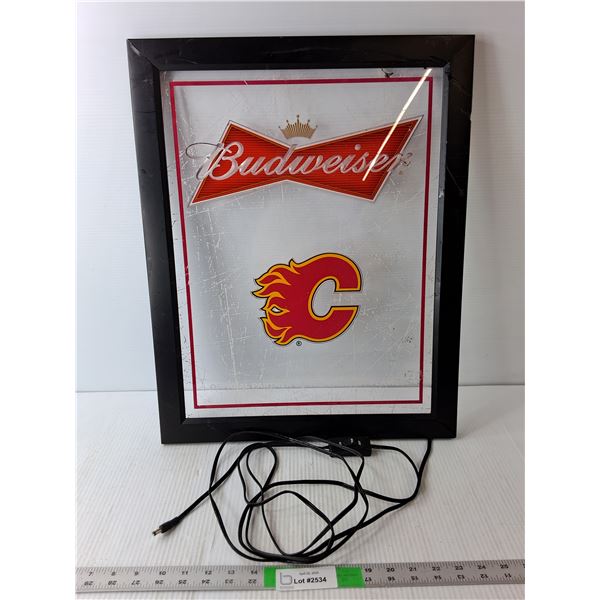 Budweiser/Calgary Flames Light Up Sign. Works, Needs Adapter