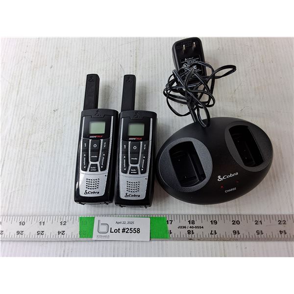 (2) Cobra Walkie Talkies & Charger, Charger Powers On
