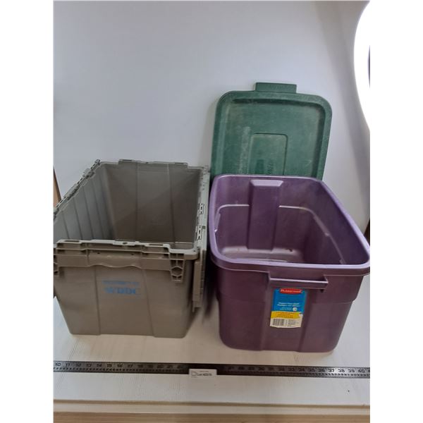 (2) Plastic Storage Bins with Lids - Cannot Ship!