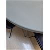 Image 3 : Lunch Room Round Table w/(6) Blue Plastic Chairs - 60" Diameter x 29" Tall - Legs on Table are Folda