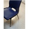 Image 5 : Lunch Room Round Table w/(6) Blue Plastic Chairs - 60" Diameter x 29" Tall - Legs on Table are Folda