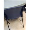 Image 6 : Lunch Room Round Table w/(6) Blue Plastic Chairs - 60" Diameter x 29" Tall - Legs on Table are Folda