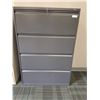 Image 1 : Grey Metal Four Drawer Locking Filing Cabinet - 36" x 19" x 53" Tall - Has Keys - OFFSITE MUST PICK 