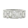 Image 7 : Platinum 4 ctw Straight Baguette & Round High Quality Diamond Eternity Band Ring