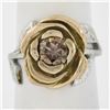 Image 2 : 18k White & Rose Gold GIA 1.04 ctw Round Fancy Orange Brown Diamond Flower Ring