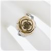 Image 4 : 18k White & Rose Gold GIA 1.04 ctw Round Fancy Orange Brown Diamond Flower Ring