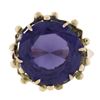 Image 4 : Vintage 12k Gold 15mm Round Synthetic Purple Stone Solitaire Ring w/ Bead Frame