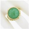 Image 3 : 14k Yellow Gold Large 16mm Round Cabochon Bezel Green Jade Spiral Open Work Ring