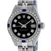 Image 1 : Rolex Ladies Stainless Steel Black Diamond And Sapphire Wristwatch