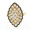 Image 4 : Vintage 14k Yellow Gold 1.12 ctw Round Diamond Black Enamel Navette Marquise Rin
