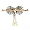 Image 3 : Antique Belle Epoque Plat 10k Gold Diamond Blue Stone Pin Brooch w/ Pearl Dangle