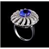Image 4 : 4.17 ctw Tanzanite and Diamond Ring - 14KT White Gold