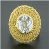 Image 2 : Vintage 18K Gold Oval Aquamarine Solitaire Braided Hand Wire Work Cocktail Ring