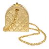 Image 1 : Chanel Vintage Gold Metallic Quilted Leather Frame Mini Clutch Bag