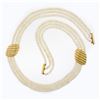 Image 3 : 21.5 3 Row Pearl Strand Necklace w/ 14k Gold Scalloped Station & Push Clasp