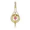 Image 4 : Antique Victorian 10K TT Gold Red Stone & Pearl Dangle Filigree Lavalier Pendant