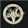 Image 2 : Antique Art Deco 14k White Gold Multi Colors Enamel Work Star Masonic Pin Brooch