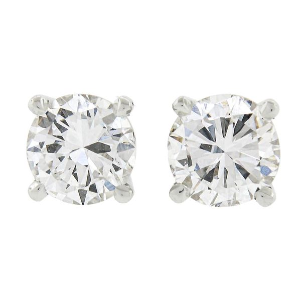 NEW Classic 14k White Gold 0.80 ctw Round Brilliant Diamond Prong Stud Earrings