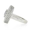 Image 6 : Platinum Oval Bezel Sapphire Pave Diamond Covered Milgrain Platter Cocktail Ring