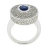 Image 8 : Platinum Oval Bezel Sapphire Pave Diamond Covered Milgrain Platter Cocktail Ring