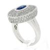 Image 9 : Platinum Oval Bezel Sapphire Pave Diamond Covered Milgrain Platter Cocktail Ring