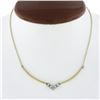 Image 1 : Vintage 14k Yellow Gold 0.30 ctw Bezel Diamond Chevron "V" Drop Collier Necklace