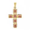 Image 4 : 14k Yellow Gold Square Step Cut Rhodolite Garnet Channel Set Cross Pendant