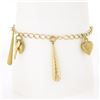 Image 1 : NEW Milor Italian 14K Yellow Gold Open Curb Link Bracelet w/ Puffed Dangle Charm