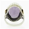 Image 7 : Antique 10K TT Gold Oval Bezel Purple Stone Seed Pearl Halo & Open Filigree Ring
