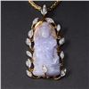 Image 2 : 18K Gold, Carved Jadeite & Diamond Pendant & Necklace by Victor Loo