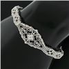 Image 1 : Antique Esemco 10k White Gold 0.03 ctw Diamond Milgrain Filigree Belly Bracelet