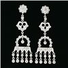 Image 2 : Elegant 18k White Gold 1.35 ctw Diamond Chandelier Milgrain Drop Dangle Earrings