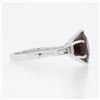 Image 5 : Vintage Platinum 4.29 ctw Round Garnet & Baguette Diamond 3 Stone Engagement Rin