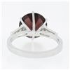 Image 7 : Vintage Platinum 4.29 ctw Round Garnet & Baguette Diamond 3 Stone Engagement Rin