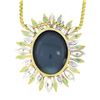 Image 7 : 18K TT Gold 23.38 ctw GIA Cabochon Opal Diamond Sapphire Emerald Spray Pendant