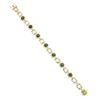 Image 4 : Vintage 18K & 14K TT Gold Round Bezel Sapphire & Baguette Diamond Link Bracelet