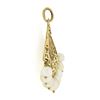 Image 3 : Vintage 14k Yellow Gold Detailed Open Work Fan w/ 5mm Pearl Dangle Charm Pendant