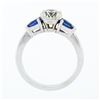 Image 9 : NEW 14k White Gold 1.47 ctw GIA Round Diamond & Sapphire 3 Stone Engagement Ring