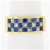 Image 1 : 18K Gold 2.16 ctw Invisible Set Alternating Sapphire Diamond Wide Stack Band Rin