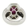 Image 8 : 18K Yellow Gold & Platinum GIA Oval Cabochon Ruby w/ Diamond Halo Cocktail Ring