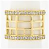 Image 2 : Estate 18k Yellow Gold 1.4 ctw Diamond Open Geometric 15mm Wide Band Ring size 6