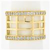 Image 4 : Estate 18k Yellow Gold 1.4 ctw Diamond Open Geometric 15mm Wide Band Ring size 6