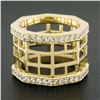 Image 5 : Estate 18k Yellow Gold 1.4 ctw Diamond Open Geometric 15mm Wide Band Ring size 6