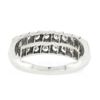Image 7 : Vintage Platinum 1.0 ctw Dual Row Fishtail Pave Diamond Stack Wedding Band Ring