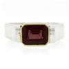 Image 4 : Lagos Caviar 18k Gold & Silver Bezel Emerald Cut Rhodolite Garnet Solitaire Ring