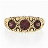 Image 4 : Antique Victorian 14k Gold 1.80 ctw Bezel Rhodolite Garnet Textured Repousse Rin