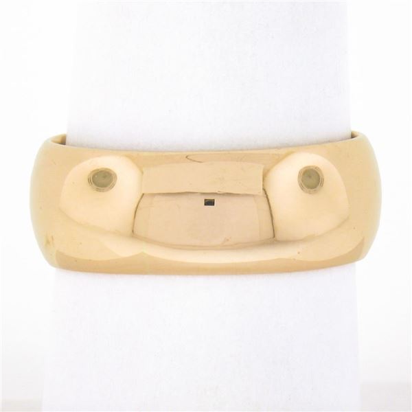 Unisex Russian 13.5K Gold 7.6mm Wide Plain Dome Polished Stack Wedding Band Ring